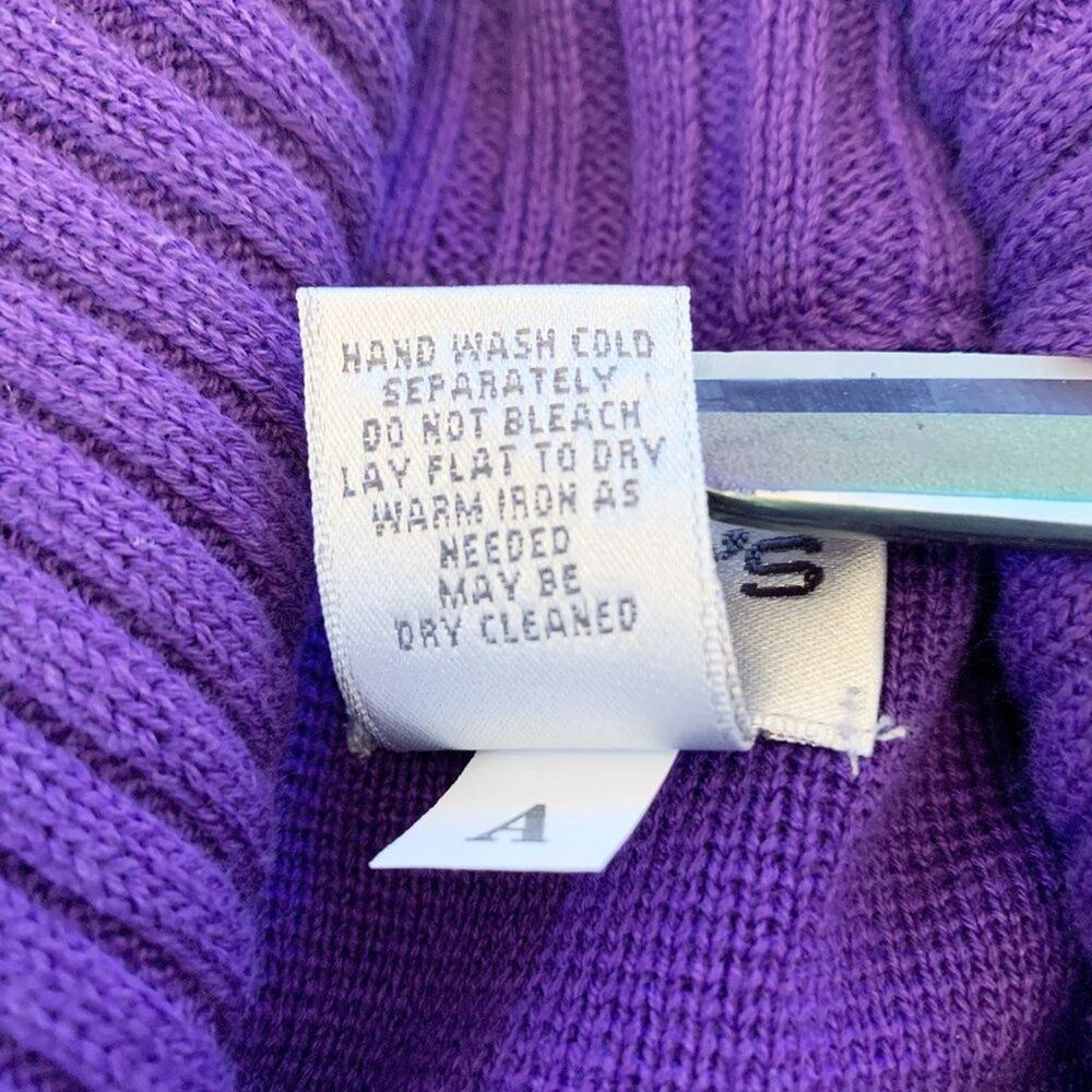CHICO'S purple knit cotton collared cardigan sweater Size 1 Medium - Picture 9 of 9